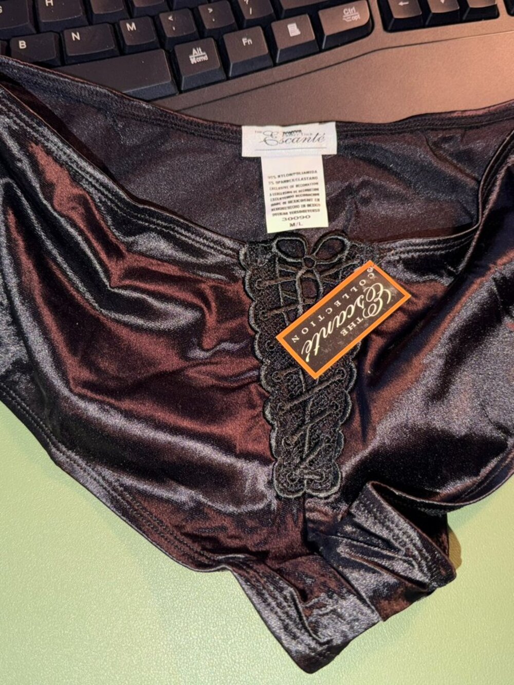 NWT Escante Black Cheeky Panty Size M/L